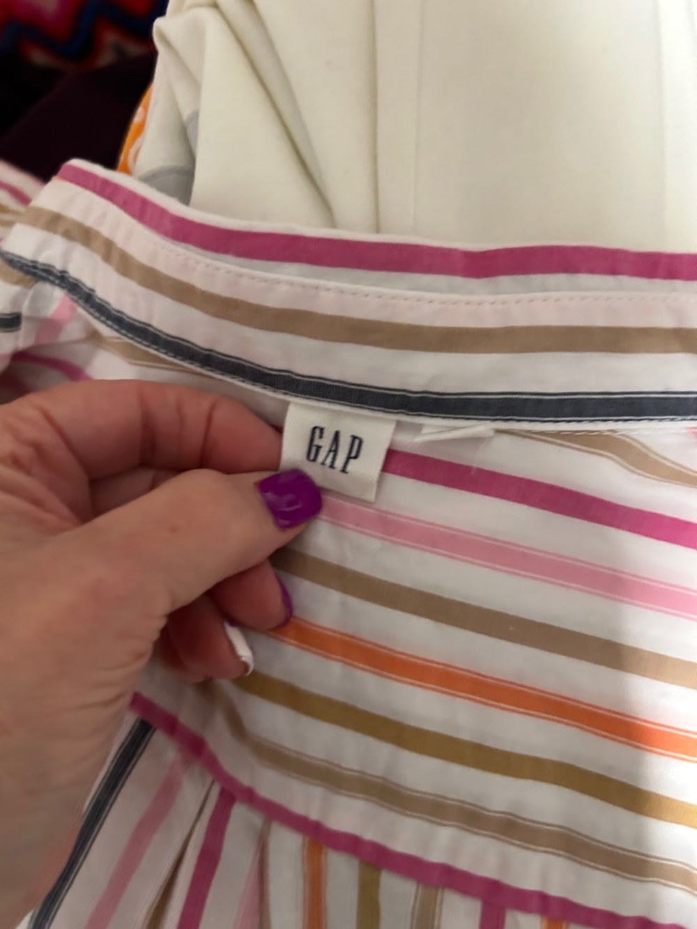 GAP Multi-Color Striped Button-Up Blouse - Picture 3 of 3